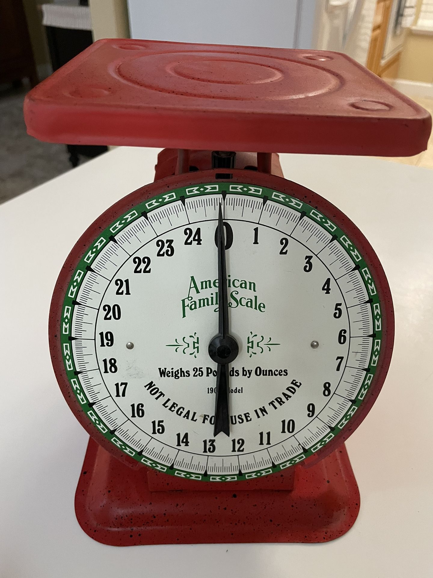 Vintage Metal Red Kitchen SCALE / 1906 American Family Scale.  Excellent Condition. Please See All The Photos. 