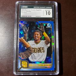 2022 Bowman Chrome Sapphire C.J. Abrams SP Image Variation Rookie RC Gem Mint 10