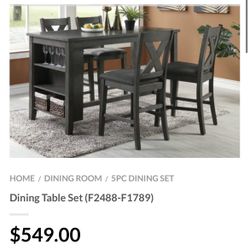 Gray Counter Height Dining Table Set