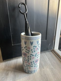 Vintage Chinese porcelain umbrella stand, Cane Holder