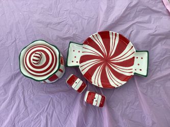 Peppermint Ceramic Holiday Serveware Set