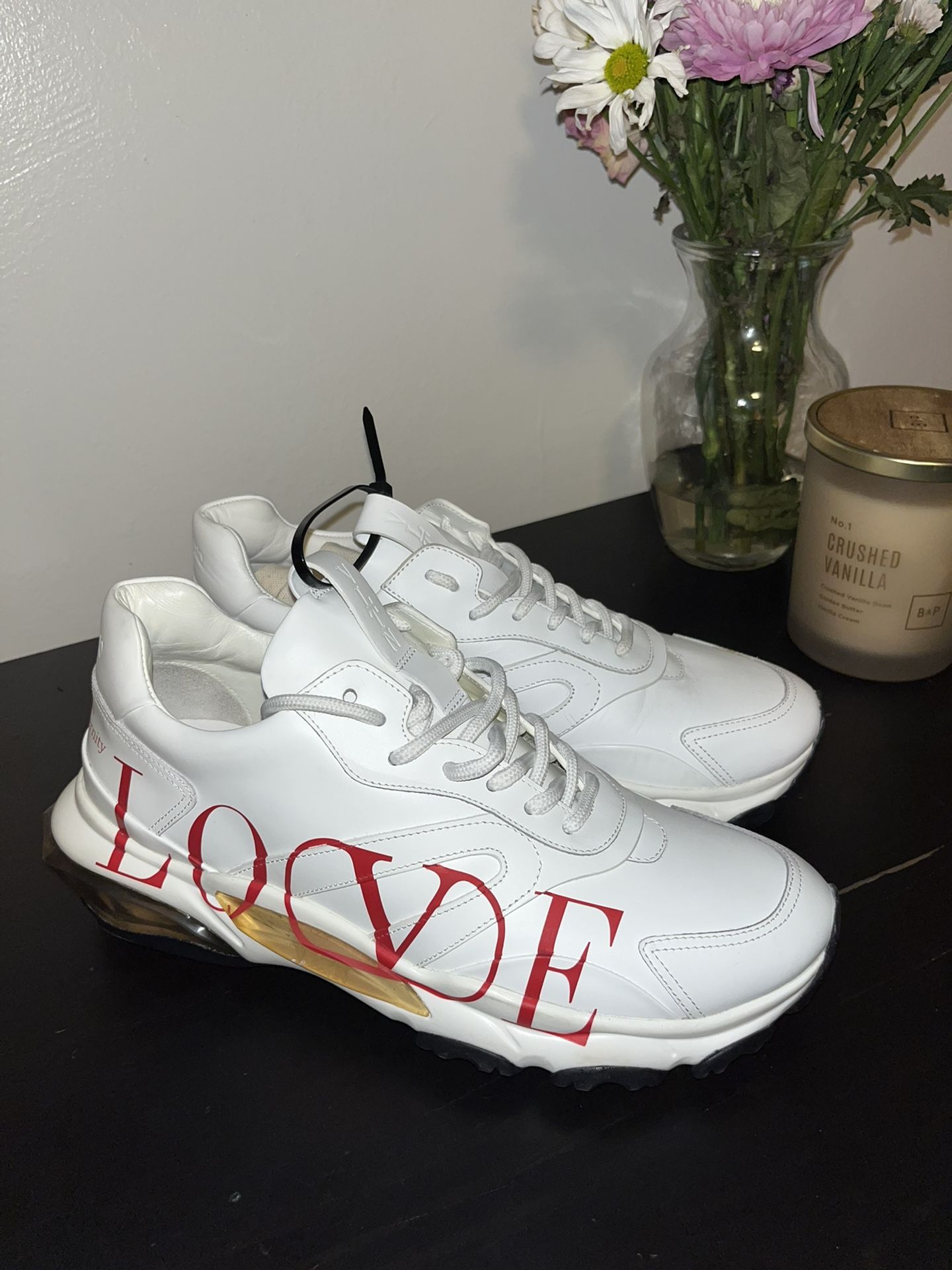 Valentino Garavani White Leather Love Bounce Sneakers for Valentino Garavani White Leather Love Bounce Sneakers for