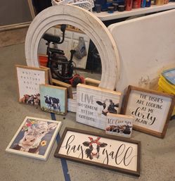 Farmhouse Home Decor Wall Art Cows (no mirror)