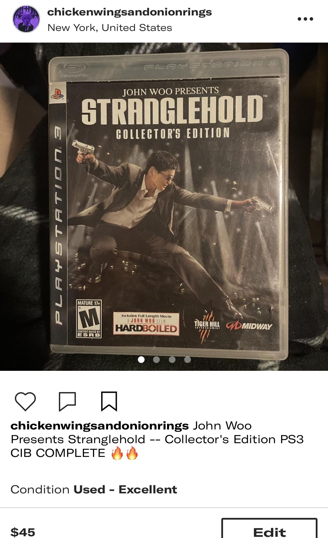 John Woo Presents Stranglehold -- Collector's Edition PS3 CIB COMPLETE 🔥🔥