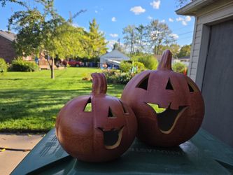 Ceramic Jack-O-Lantern Pumpkin Candle Holders