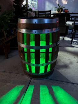 Whiskey Barrel with Built-In LED Lights