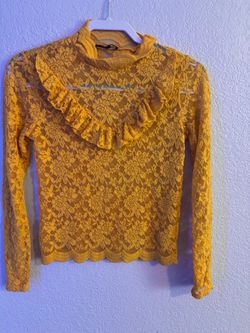 Mustard Yellow Lace Ruffle Top
