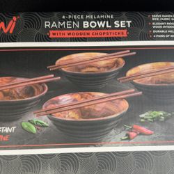 Parini 4 peice melamine ramen bowl Set