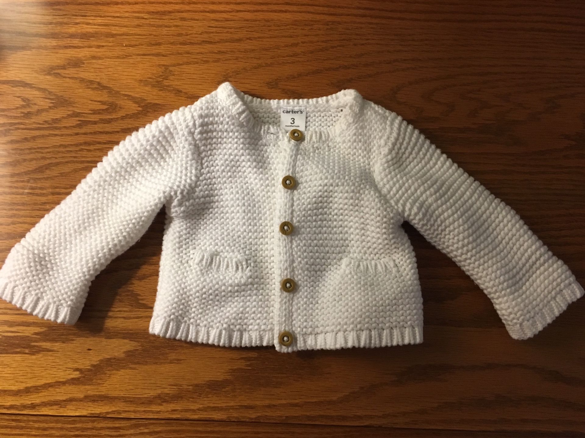 White knit sweater for baby! - size 3 months