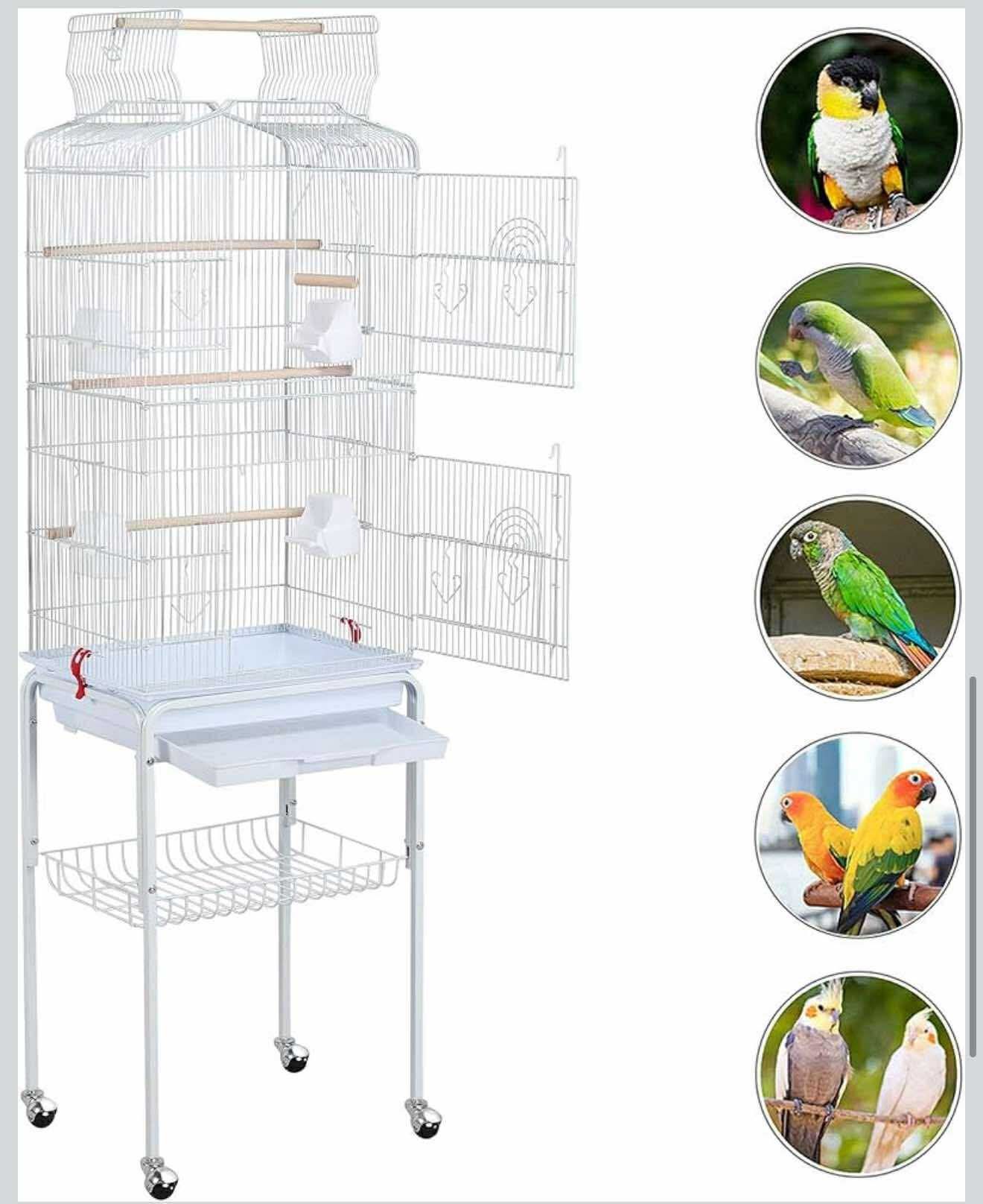 64-inch Open Play Top Bird Cages White L-22