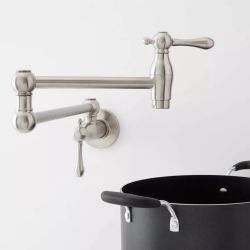 Augusta Retractable Wall-Mount Pot Filler Faucet - Brushed Nickel