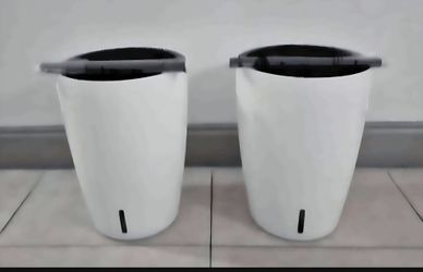 *** JUST REDUCED *** PAIR of 16" White / Black Self Watering Planters (2 for $40) @ Lasting Creations