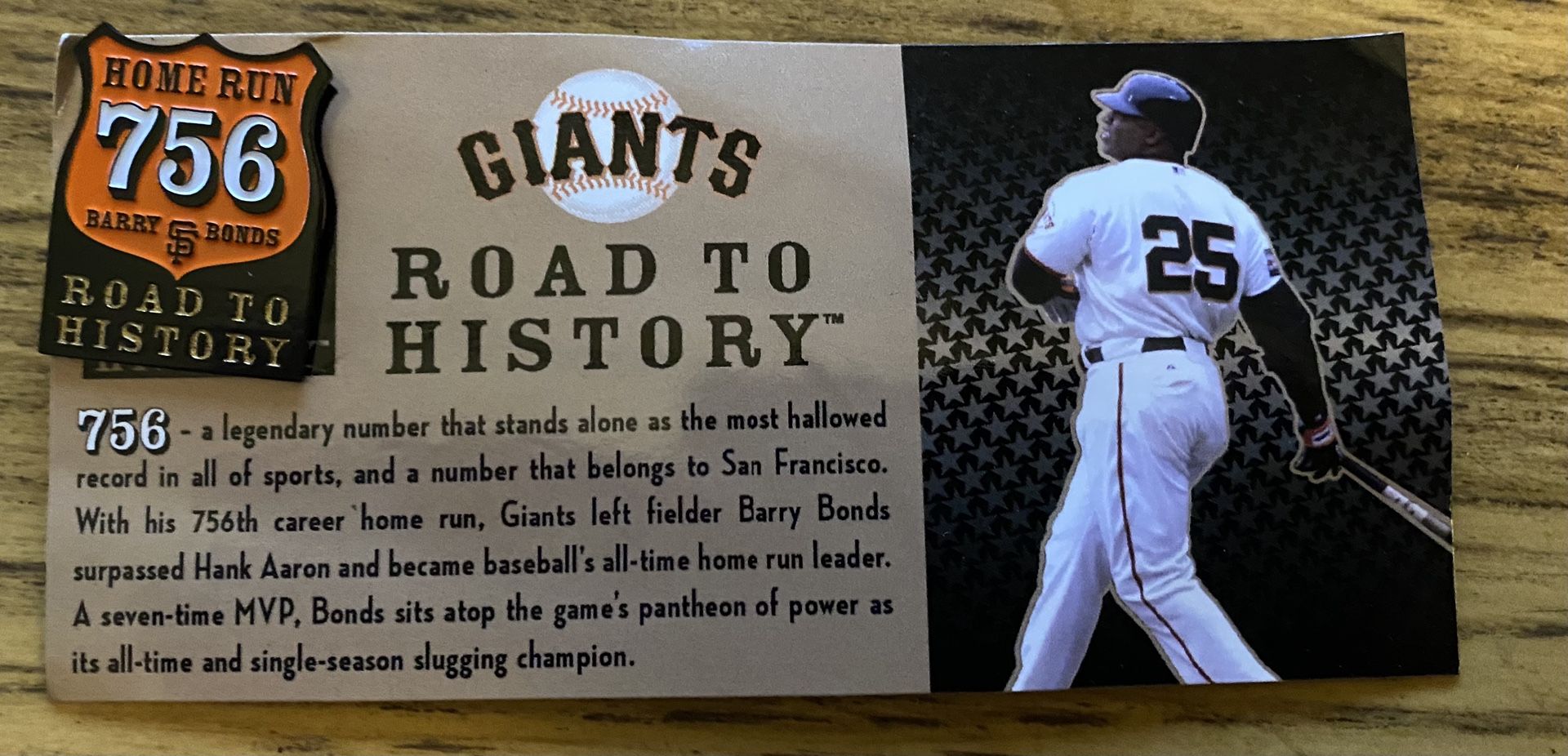 Barry Bonds Home Run 756 Collectible Pin