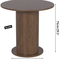31.5 inch Round Dining Table for 2, Modern Farmhouse Kitchen Table, Small Circle Dining Tables with Wood Strip Base for Kitchen Living Room ,Walnut