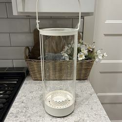 Tall Metal And Glass Lantern $12