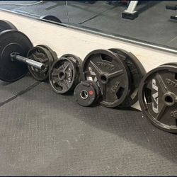 Olympic Weight Plate Set + Barbell – Premium Mix 