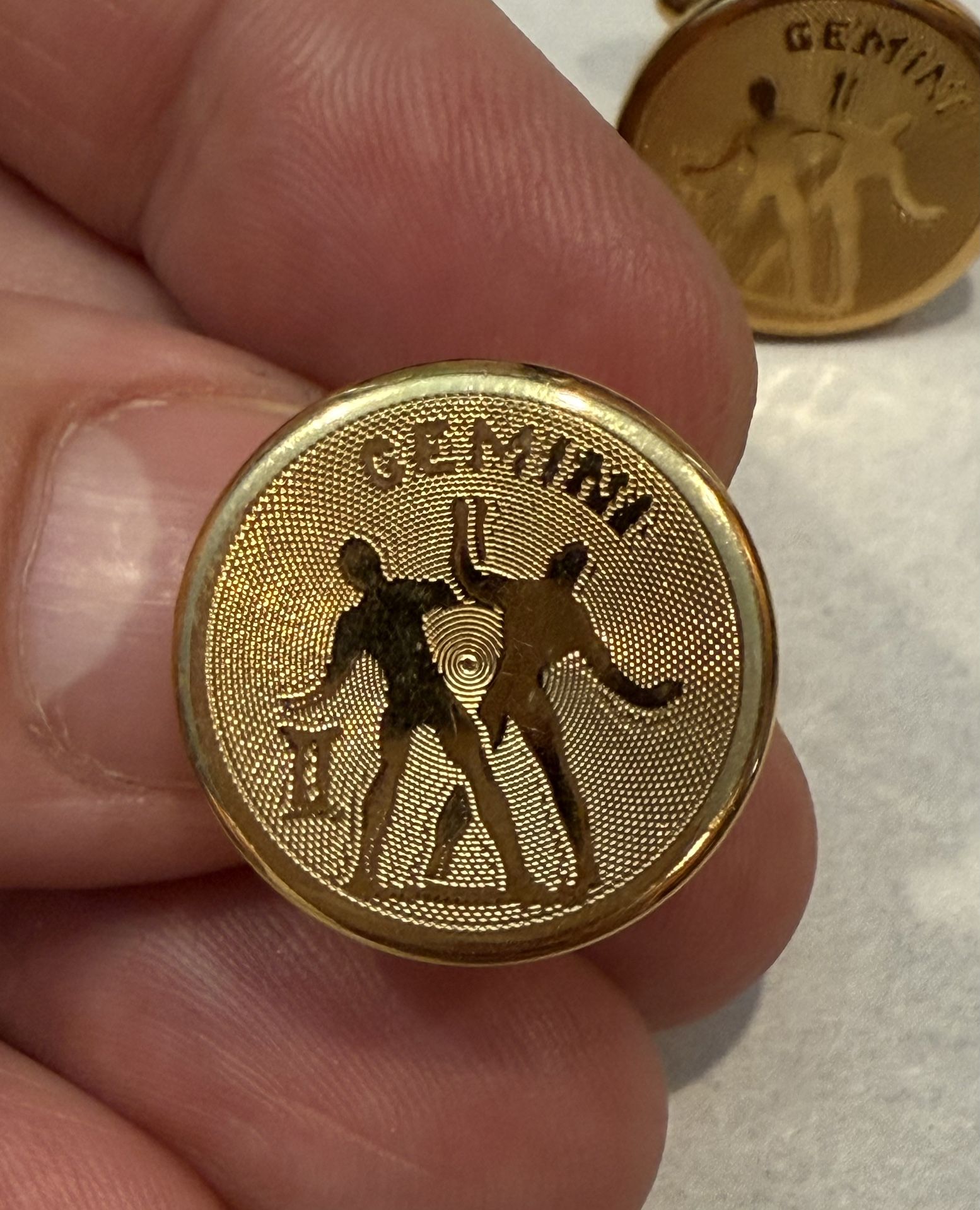 DANTE 70's Zodiac Gemini Gold Tone Cufflinks
