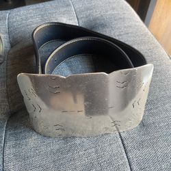 Coach 1941 Wide Leather Statement Belt – Silver Metal Plaque