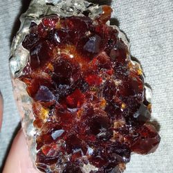 Garnet Crystals Matrix Gemmy Red Orange garnet specimen