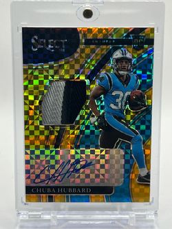 2021 Panini Select Chuba Hubbard Rookie Patch Autograph Gold /10 No.RSM-CHU