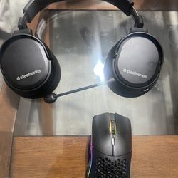 Glorious Model O Wireless Mouse And Steelseries Wireless Headset