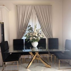 Glass Table with Gold Legs 