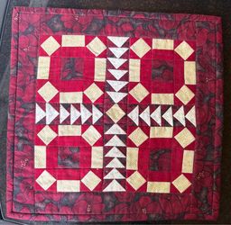 Handmade Quilted Wall Hanging – Traditional Patchwork Design 14”x14”