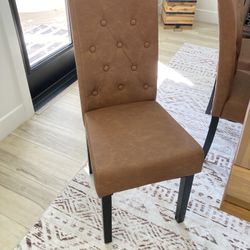 Brown/Cognac Dining Chairs (8) - READ POST
