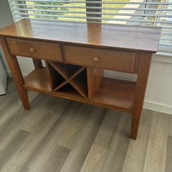 Wood Serving Table With wine rack