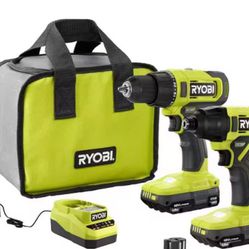Drill/ impact Drivers  Two Tool Combo Kit With Charger Two Batteries And Case