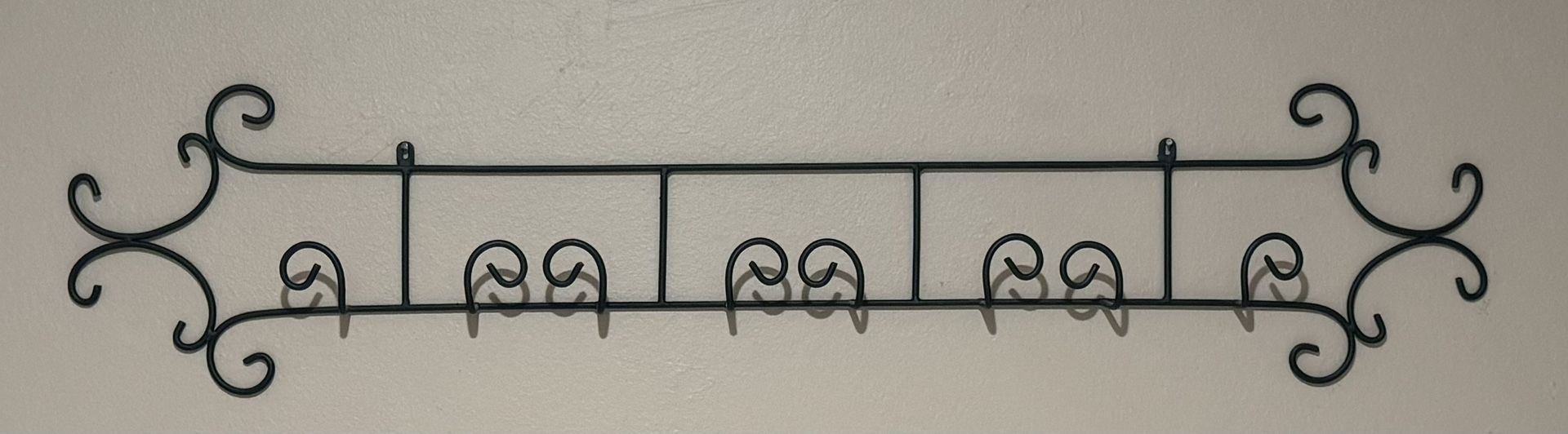 Black Wrought Iron Wall Book Or Magazine Rack 48” L X 6” Wide