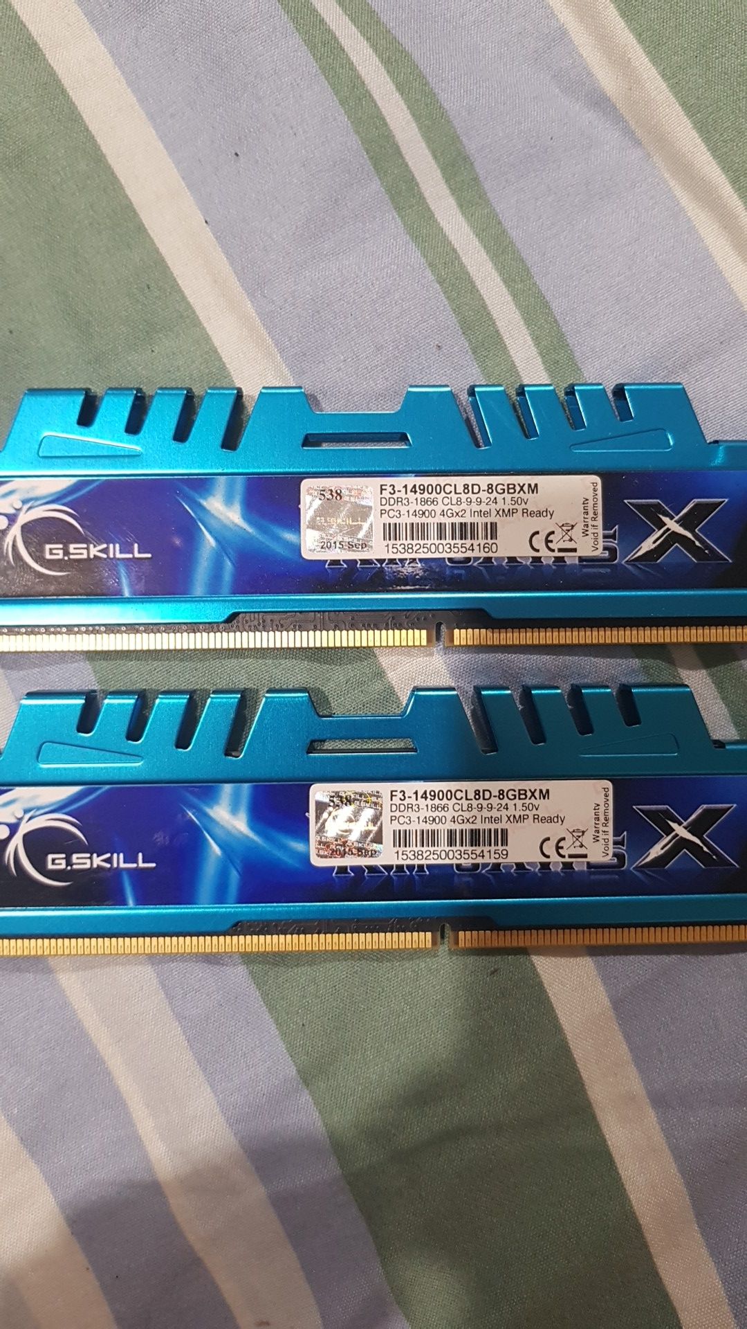 Brand/Series- G.SKILL Ripjaws X Series Model- F3-12800CL8D-8GBXM Capacity- 8GB (2 x 4GB) Type- 240-Pin DDR3 SDRAM Speed- DDR3 14900 (PC3 12800)
