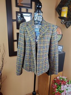 JONES NY SIGNATURE PETITE COLORFUL TWEED BLAZER!