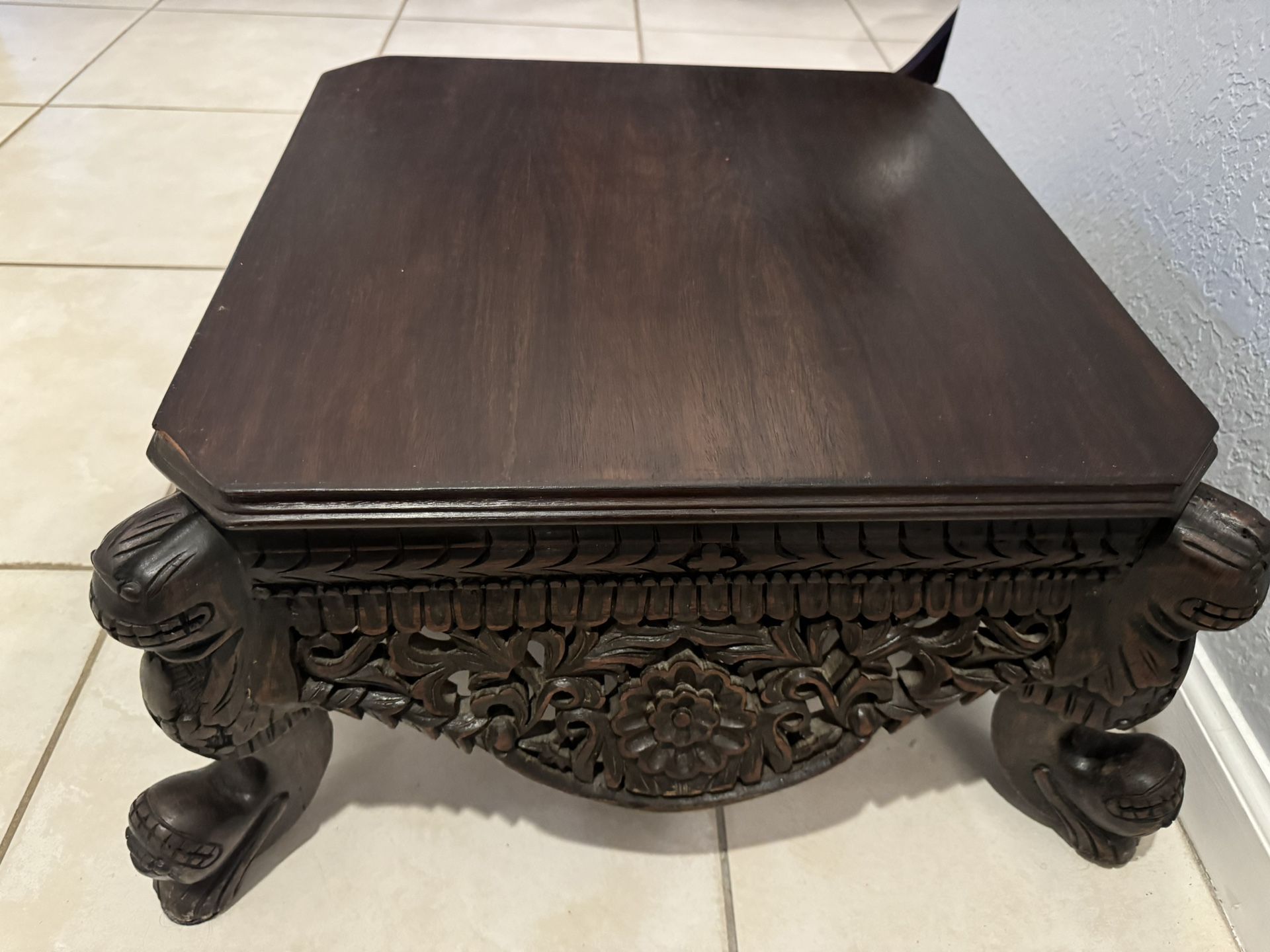 Chinese antique pure hand carved rosewood desk，tea table bookrack carved  and flowers pattern,collection and use