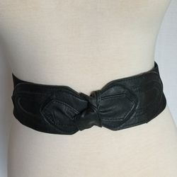 Women's Wide Elastic Stretchy Belt with Front Faux Leather Knot  S/M