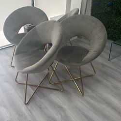 4 Chair Gray And Gold 