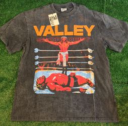 VALE USA / Valley Dreams Acid Wash Wrestling Graphic Tee - Size XL