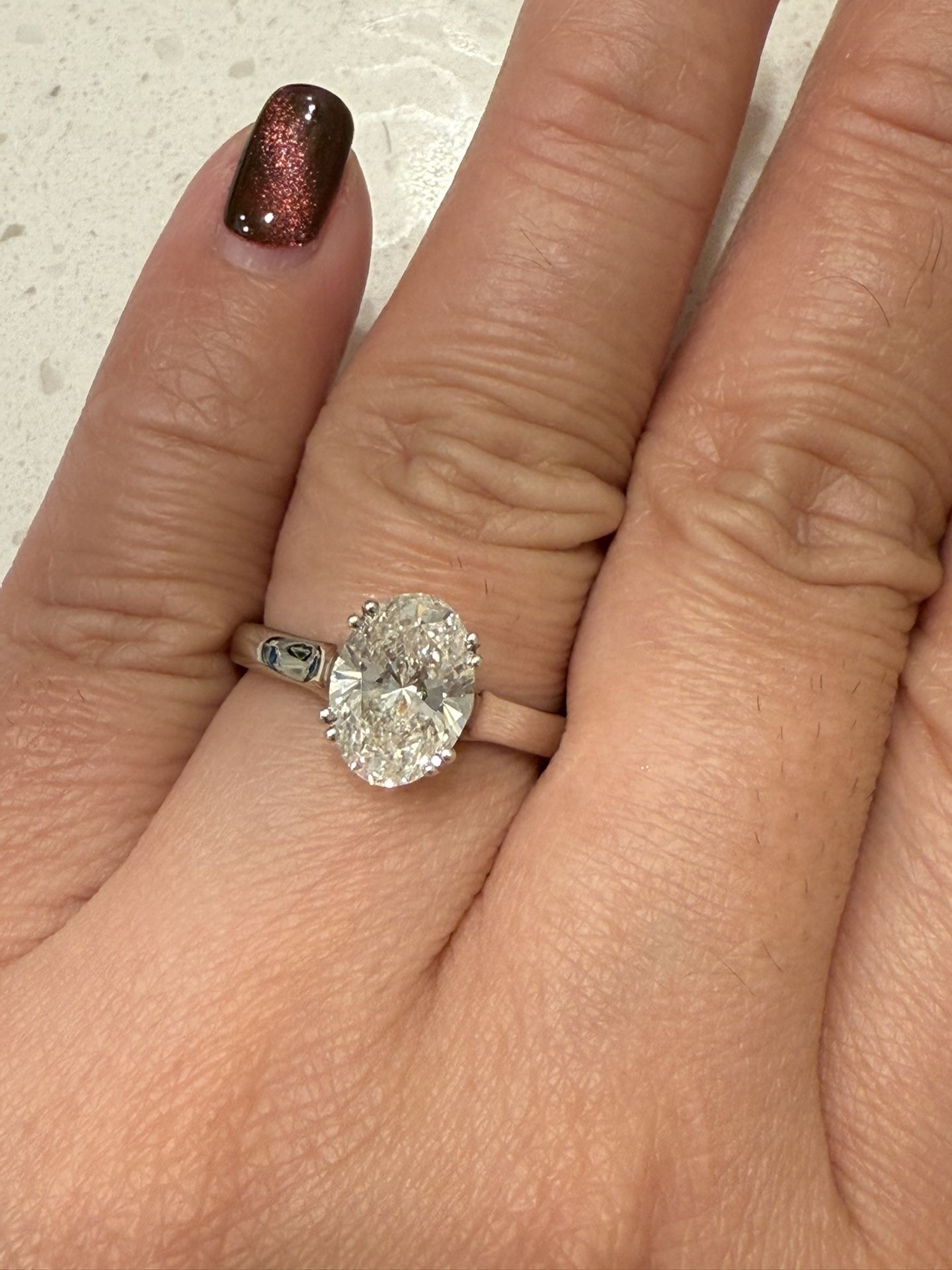 1.88 Carat Oval Lab Grown Diamond in 14k White Gold Solitaire Ring