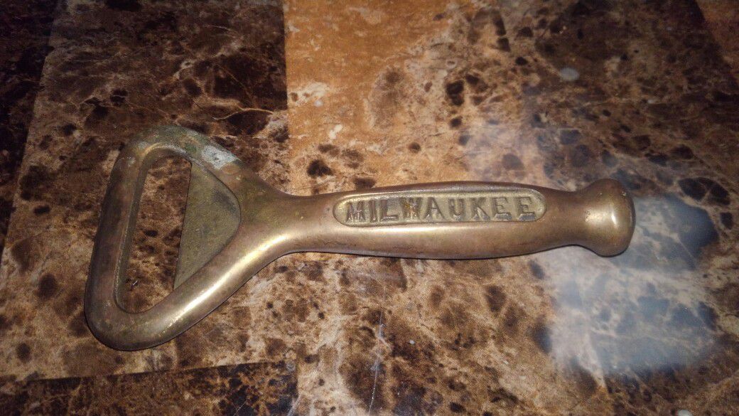 Vintage Brass Milwaukee bottle opener