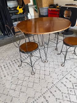 Vintage 1950s Sweetheart Ice Cream Parlor Table + Chairs