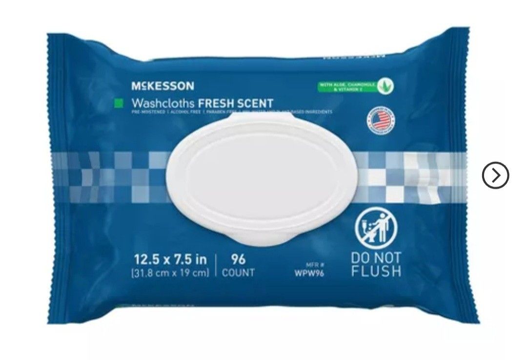 McKesson Washcloth Wipes, Scented - Disposable Wet Wipes for Adults