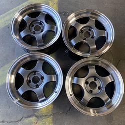 SSR Professor SP1 Style Black Edge Wheels Set of 4 Rims 15"" 7J +35 (4x100) New