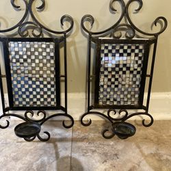 Bill Blass Mosaic 2 Piece Wall Candle Set Holder
