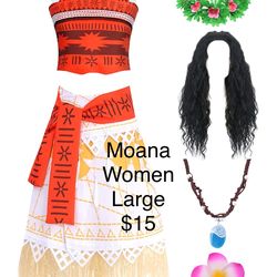 Moana Women Large Hawaiin Costume Halloween