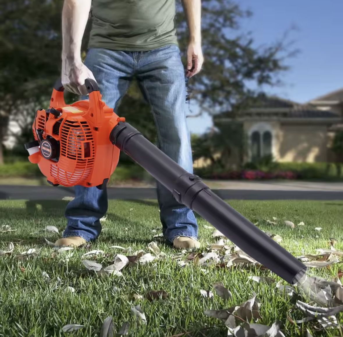 Gas Leaf Blower 25.4CC 2-Stroke 4.59ft³/h Commercial Handheld Gas Leaf Blower Grass Lawn Yard Dust Blowing Cleaning Tool