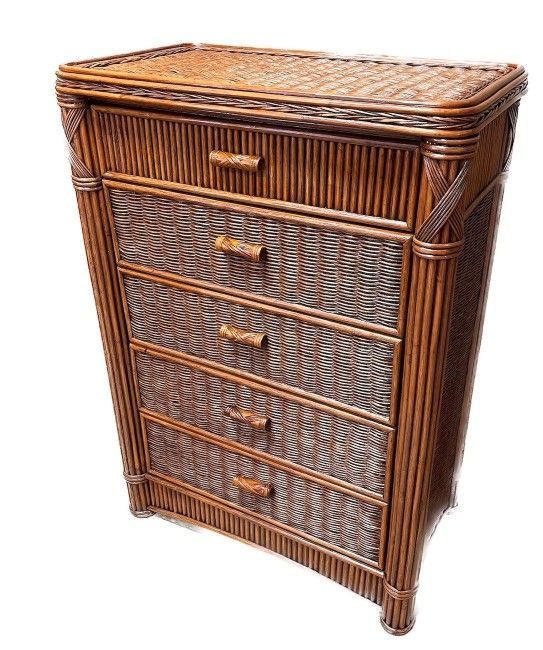 Barbados Rattan 5 Drawer Dresser