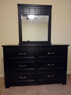 Black Wood Dresser with Mirror