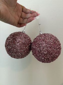 At Home Pink and White Christmas Ornament and Decor Bundle