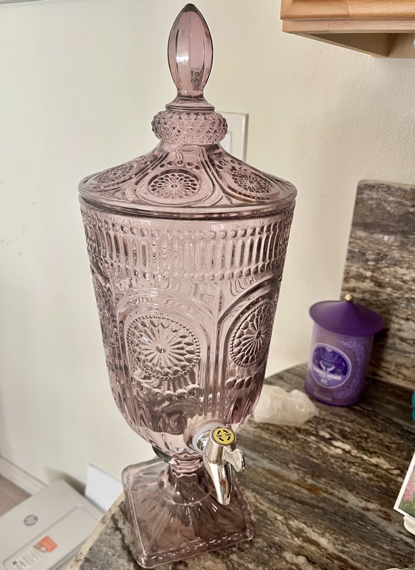 Crystal Glass Water Dispenser Plum Purple