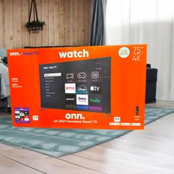 HD377 75” Onn smart 4k led Uhd tv floor model